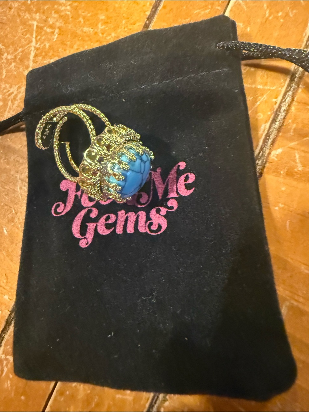 Faux Turquoise Gold-Tone Statement Ring by Just Me Gems